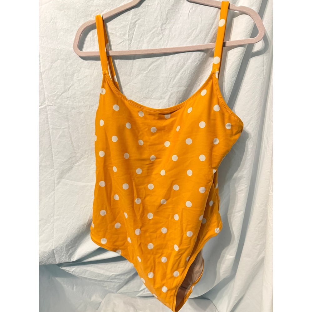 Old Navy Orange Polka Dot One Piece Swimsuit XL Adjustable Straps Retro Style